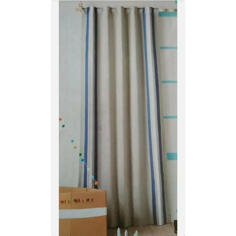 Pillowfort Blackout Curtains Gray Yarn Dyed Striped Blue Play Room 84